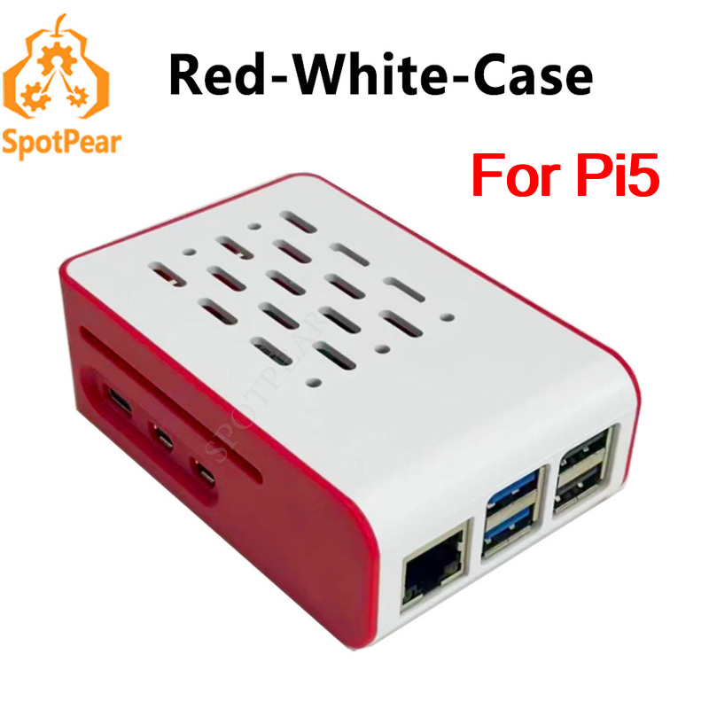 Raspberry Pi 5 8Gb - Красно-белый охлаждающий чехол Raspberry Pi 5.