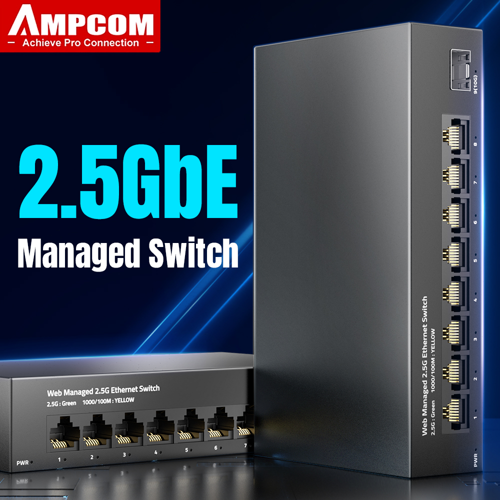 Sfp+ 10G Managed Switch 8 Port - Управляемый коммутатор AMPCOM 2,5GbE, 8 портов,
